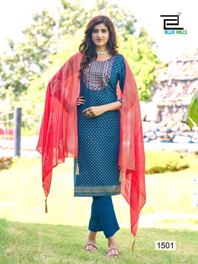 Royal Touch Vol 15 By Blue Hills Rayon Printed Kurti With Bottom Dupatta Wholesale Online
